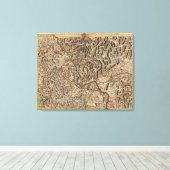 Gegraveerde kaart van de Rijnriviervallei Canvas Afdruk (Insitu (Houten vloer))