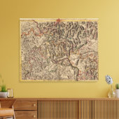 Gegraveerde kaart van de Rijnriviervallei Canvas Afdruk (Insitu (Woonkamer))
