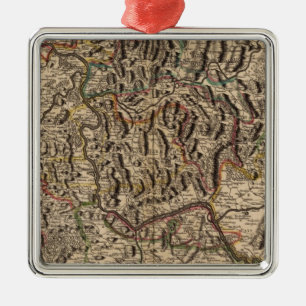 Gegraveerde kaart van de Rijnriviervallei Metalen Ornament
