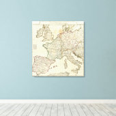 Gegraveerde Kaart van Europa Canvas Afdruk (Insitu (Houten vloer))