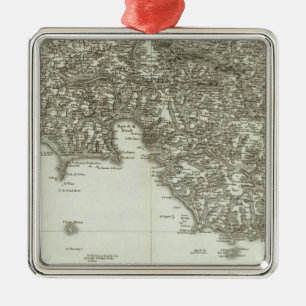 Gegraveerde kaart van France 2 Metalen Ornament