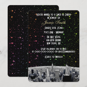Gegraveerde NYC Silhouette 2 Regenboog Ster Sweet Kaart