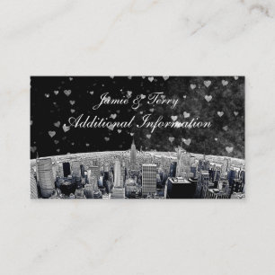 Gegraveerde NYC Silhouette #2 Zwart Wht Hart Inste Informatiekaartje