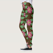 gegraveerde roze bloem leggings (Links)