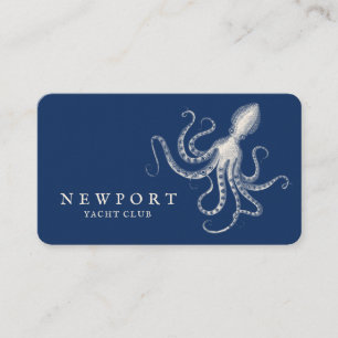 gegraveerde stijl Octopus Ocean Nautical Navy Visitekaartje