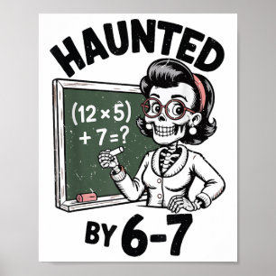 Gegriefde 67 Skelet Wiskunde Docent Halloween Kost Poster