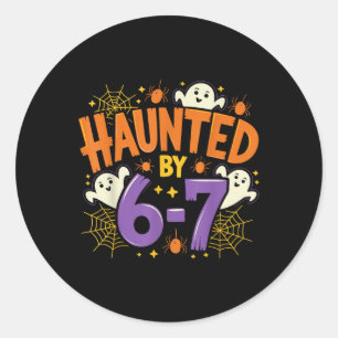 Gegriefde Zes Zeven 6 7 Meme 67 Skelet Hand Hallow Ronde Sticker