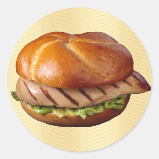 gegrilde broodje kip ronde sticker (Voorkant)