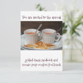 Gegrilde kaas en tomatensoep Comfort Food Luncheon Kaart (Staand voorkant)