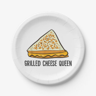 Gegrilde kaas Koningin Grappige gegrilde kaas Papieren Bordje