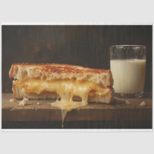 Gegrilde Kaas Sandwich en Melk Decoupage Tissuepapier