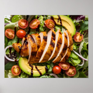 Gegrilde kip en plantaardige salade poster