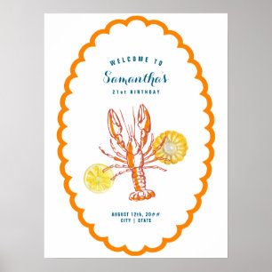 Gegrilde kreeft BBQ Vis en zeevruchten Summer Part Poster