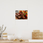 Gegrilde vleesspiesjes en Shish Kebab Poster (Keuken)