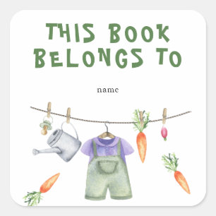 Gegroeid Baby Shower boekplaat - dit boek is van Vierkante Sticker