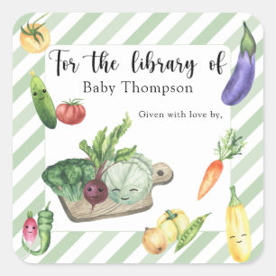 Gegroeid baby shower-boekplaat - voor de bibliothe vierkante sticker
