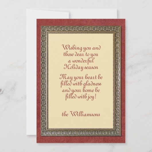 Gegroet voor aangepaste Antieke Feestdagenkaart (Achterkant)