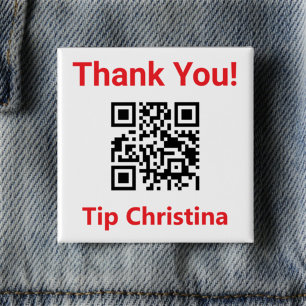 Gegroet. Vraag een tip aan. Personeelstip QR-code Vierkante Button 5,1 Cm