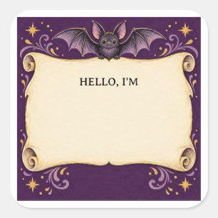Gegruste Introducties Halloween Naamstickers Vierkante Sticker
