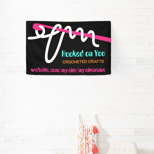 Gehaakte haakgaren stitch craft show display spandoek (Insitu)