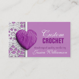 Gehaakte - Heart Shaped Yarn Paarse Visitekaartjes