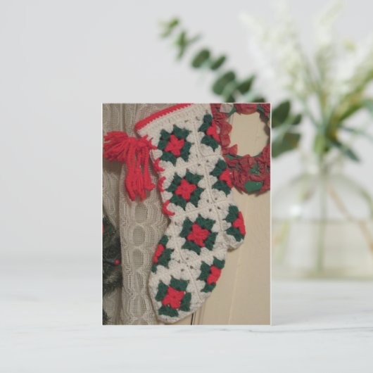 gehaakte kerstkous feestdagenkaart (Staand voorkant)