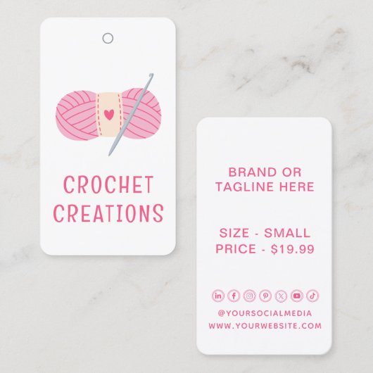 Gehaakte kleding Labels Prijs Labels Small Busines (Voorkant / Achterkant)