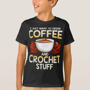 Gehaakte koffie en minnaar breier T-shirt