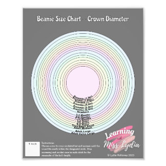 Gehaakte muts maattabel voor educatief gebruik foto afdruk