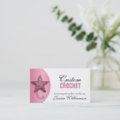 Gehaakte Visitekaartjes - Star Shaped Yarn Pink (Staand voorkant)