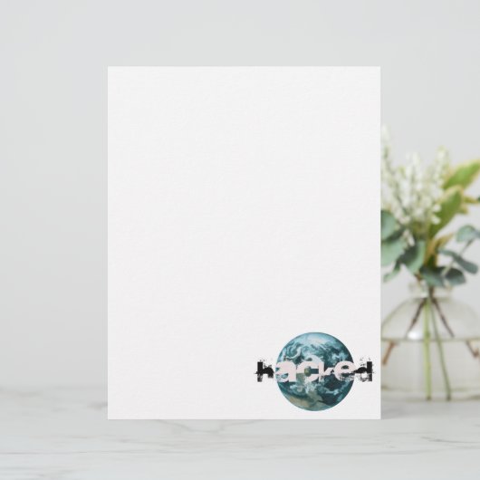 Gehackte planeet Aarde Briefhoofd (Staand voorkant)