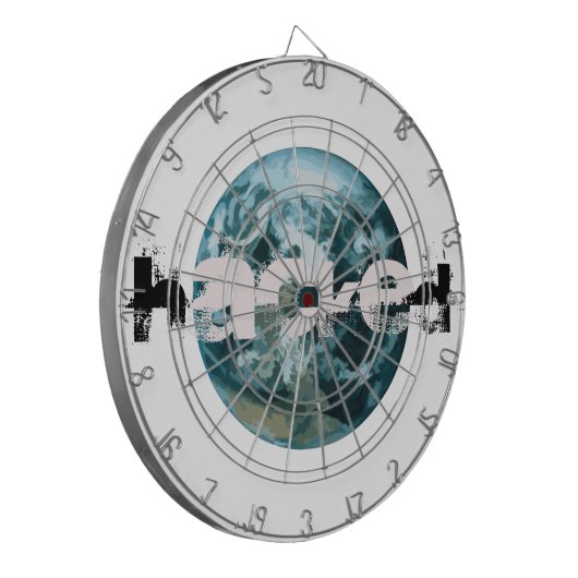 Gehackte planeet Aarde Dartbord (Voorkant Links)