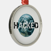 Gehackte planeet Aarde Metalen Ornament (Rechts)