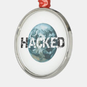 Gehackte planeet Aarde Metalen Ornament (Links)