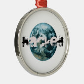Gehackte planeet Aarde Metalen Ornament (Rechts)