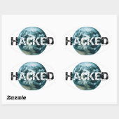 Gehackte planeet Aarde Ovale Sticker (Vel)