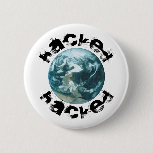 Gehackte planeet Aarde Ronde Button 5,7 Cm