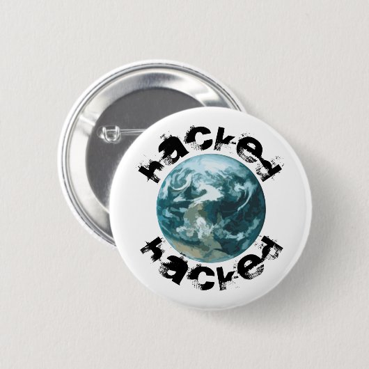 Gehackte planeet Aarde Ronde Button 5,7 Cm (Voorkant /achterkant)