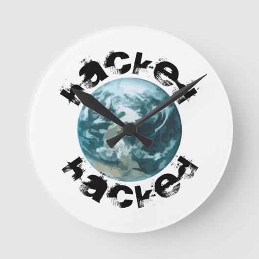 Gehackte planeet Aarde Ronde Klok (Voorkant)