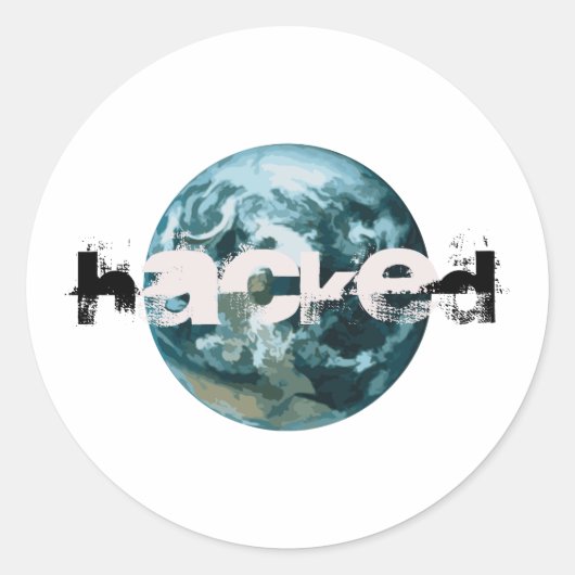 Gehackte planeet Aarde Ronde Sticker (Voorkant)