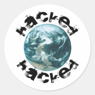 Gehackte planeet Aarde Ronde Sticker