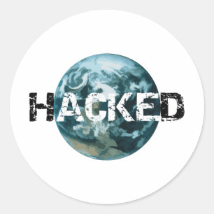 Gehackte planeet Aarde Ronde Sticker