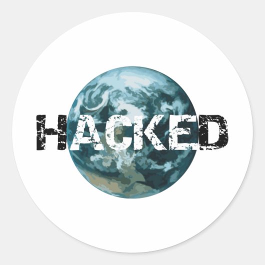 Gehackte planeet Aarde Ronde Sticker (Voorkant)