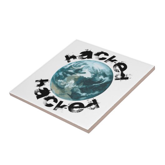 Gehackte planeet Aarde Tegeltje (Zijkant)