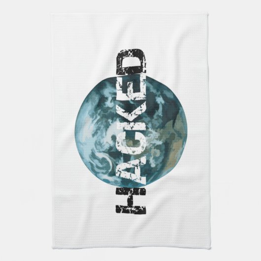 Gehackte planeet Aarde Theedoek (Verticaal)