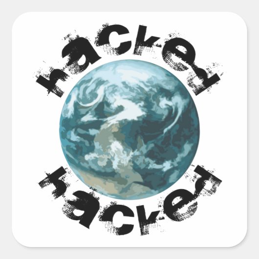 Gehackte planeet Aarde Vierkante Sticker (Voorkant)