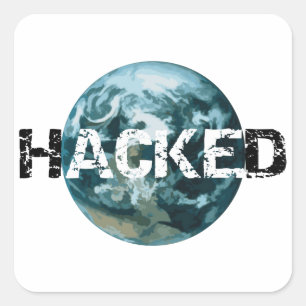 Gehackte planeet Aarde Vierkante Sticker