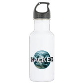 Gehackte planeet Aarde Waterfles (Voorkant)