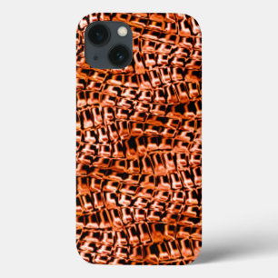 Gehakt en gegolfd koraaljute, oranje en rood iPhone 13 hoesje