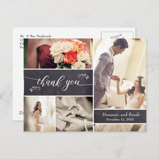 Gehakt Foto Collage Rustic Weddenschap Hartelijk d Briefkaart (Voorkant / Achterkant)